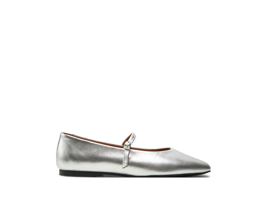 obrazek 1 Calvin Klein Baleriny Mary Jane Ballerina - Met HW0HW02269 Srebrny