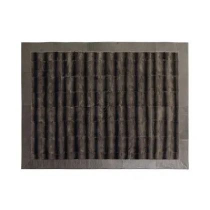 Picture Gray carpet - leather edge, lapin rabbit fur interior - Ulivi Salotti