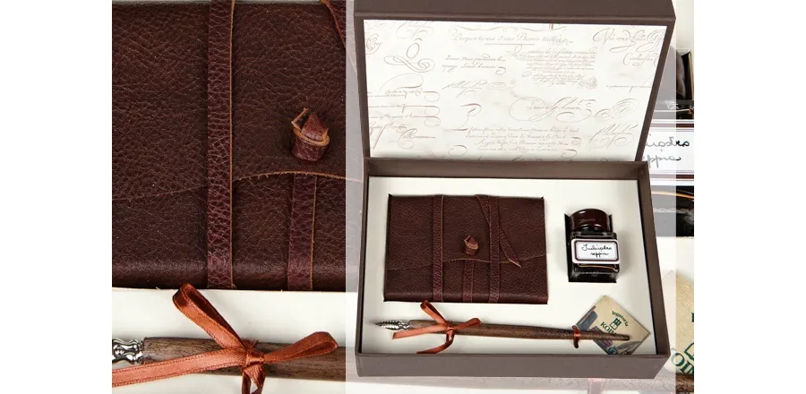 picture 1 Classic set - leather notebook, pen and ink