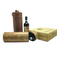 Zdjęcie Prestiżowe skórzane etui na wino z emblematem firmowym
