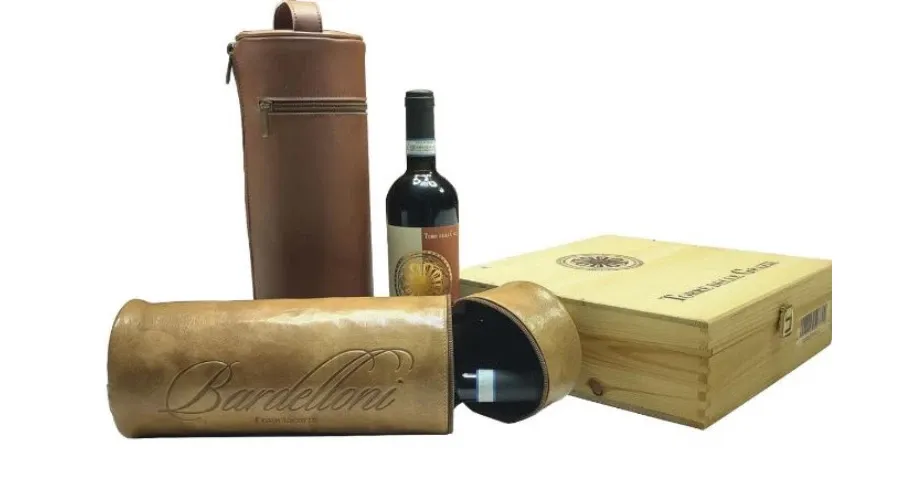 obrazek 1 Prestiżowe skórzane etui na wino z emblematem firmowym
