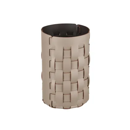 Zdjęcie Stylowy skórzany koszyk Bottega Ø22хH35 cm w kolorze cappuccino