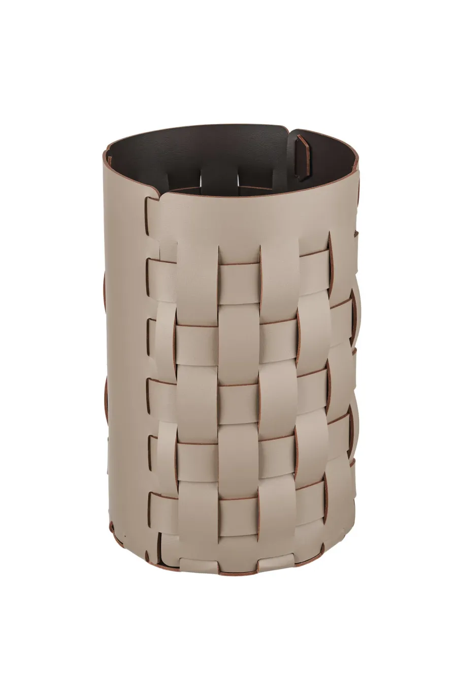 obrazek 1 Stylowy skórzany koszyk Bottega Ø22хH35 cm w kolorze cappuccino