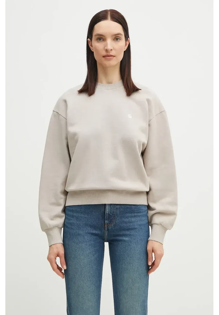 obrazek 1 Carhartt WIP bluza bawełniana Casey Sweatshirt damska kolor beżowy gładka I032643