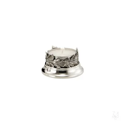 Picture Silver Fusione tea light candle holder with acanthus leaf decoration - Zaramella Argenti