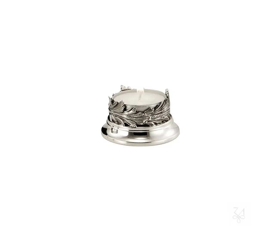 picture 1 Silver Fusione tea light candle holder with acanthus leaf decoration - Zaramella Argenti