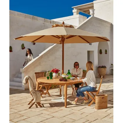 Zdjęcie Okrągły parasol Lipari 350 cm w kolorze liny do ogrodu lub na taras