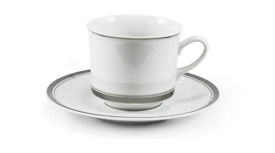 obrazek 1 Piękna filiżanka do herbaty ze spodkiem z porcelany z platynowym zdobieniem w stylu nowoczesnym – Leander