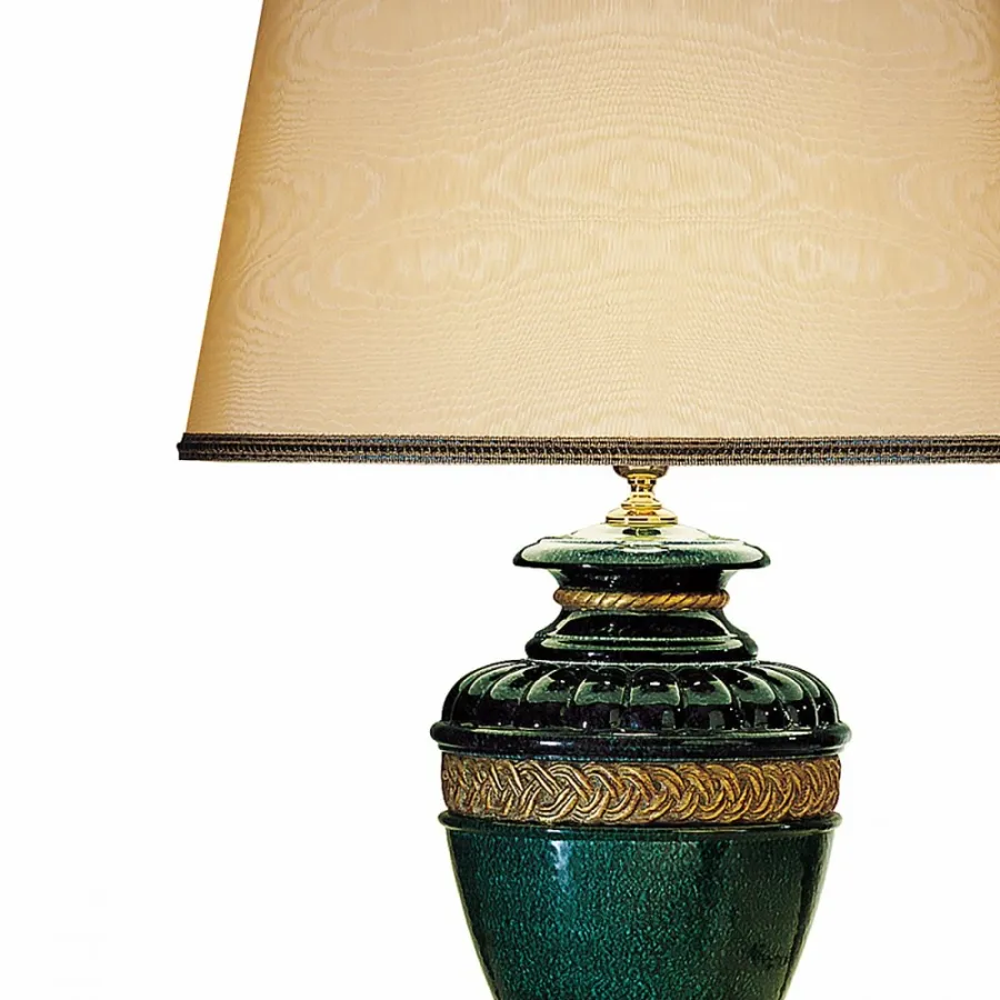 obrazek 2 Duża lampa stołowa z reliefami z glazurowanej ceramiki H.49xL.29xP.29 cm