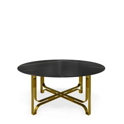 Zdjęcie Stolik kawowy z metalową podstawą i okrągłym blatem H.48xDia.110 cm