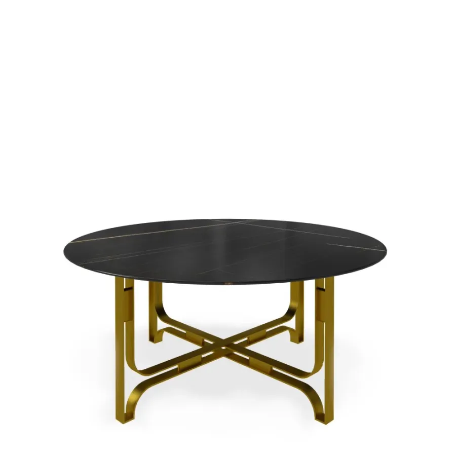 obrazek 1 Stolik kawowy z metalową podstawą i okrągłym blatem H.48xDia.110 cm