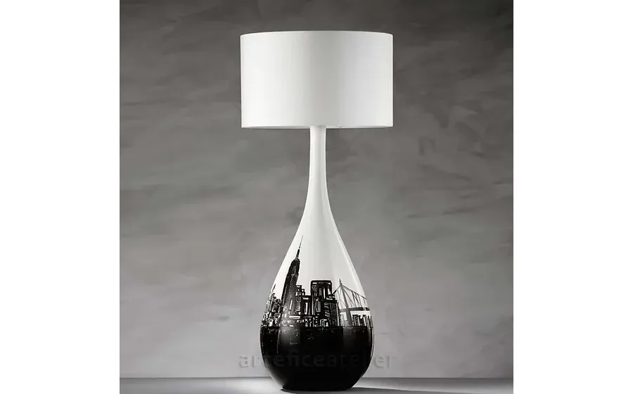 obrazek 1 Oryginalna lampa stojąca z ceramiczną malowaną podstawą