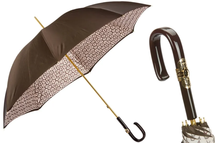 obrazek 1 Elegancki parasol damski w kolorze brązowym z piękną rączką - Pasotti