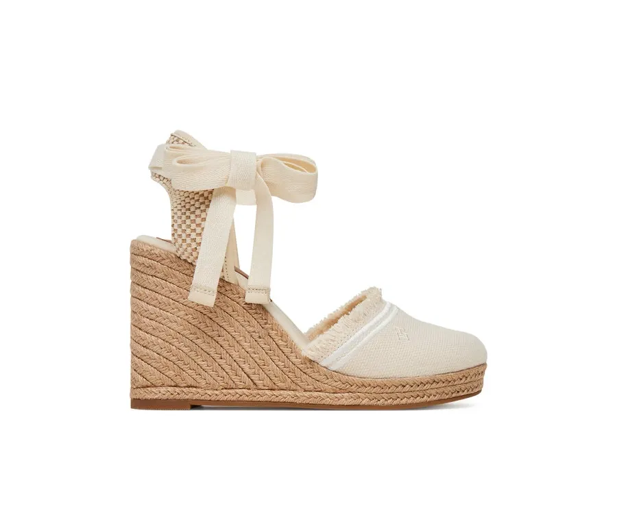 obrazek 1 Tommy Hilfiger Espadryle Fringe Canvas High Wedge FW0FW08878 Écru