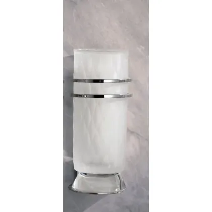 Zdjęcie Piękny pojemnik na szczoteczki z włoskiego kryształu szlifowanego ręcznie z drobnym matowym wzorem - Il Paralume Marina