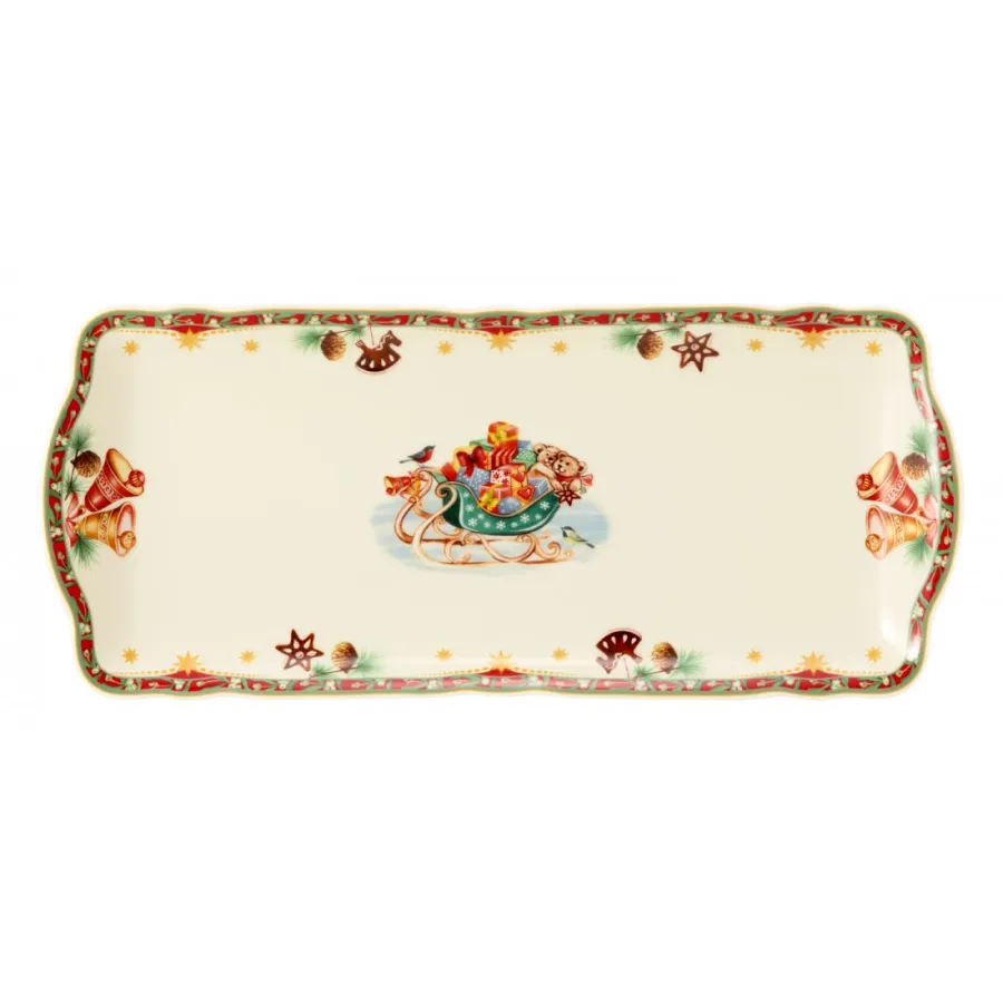 obrazek 1 Porcelanowy prostokątny talerz do ciasta 34,5x15 cm zdobiony świątecznym motywem - Seltmann Weiden