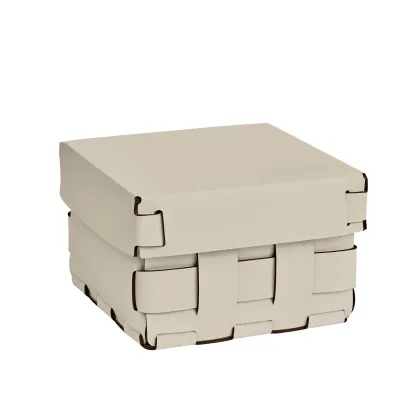 Zdjęcie Skórzany pleciony kosz Bottega 19x19xH13 cm w kolorze waniliowym