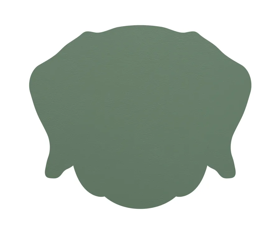 obrazek 3 Stylowa skórzana podkładka stołowa w kształcie głowy psa wykonana w kolorze błękitu i liści eukaliptusa