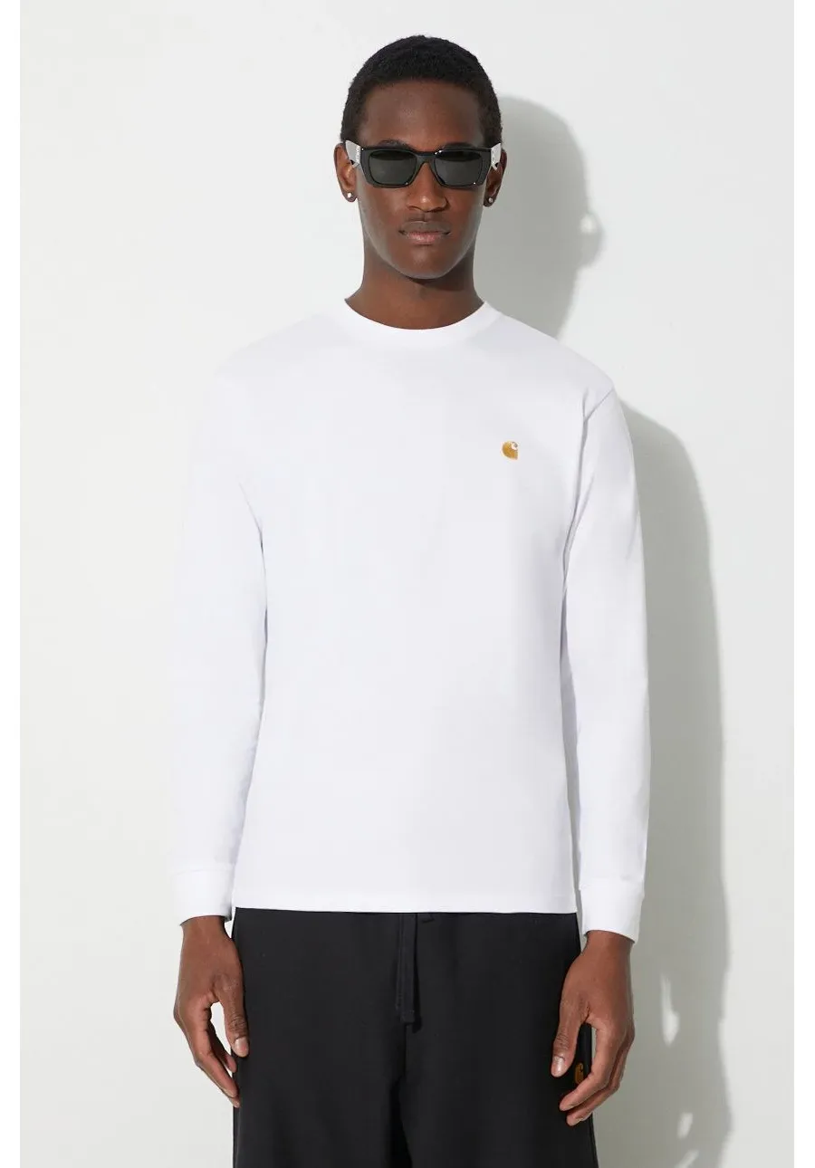 obrazek 1 Carhartt WIP longsleeve bawełniany Longsleeve Chase T-Shirt kolor biały gładki I026392.00RXX