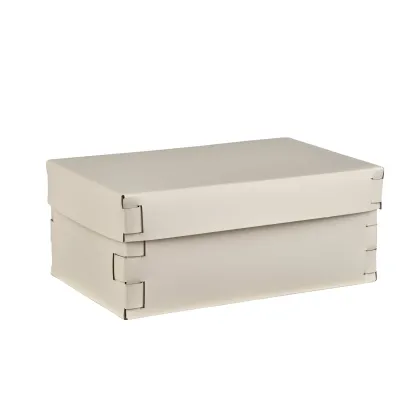 Zdjęcie Eleganckie skórzane pudełko Snob 32x20xH13,5 cm w kolorze waniliowym