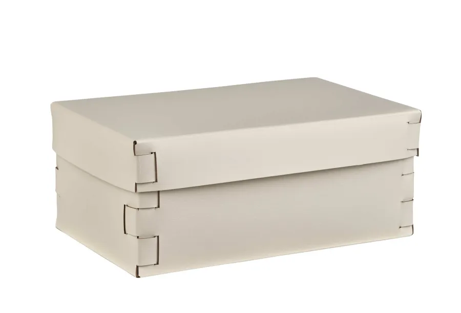 obrazek 1 Eleganckie skórzane pudełko Snob 32x20xH13,5 cm w kolorze waniliowym