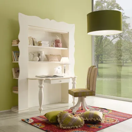 Zdjęcie Regał ze szmaragdowymi bokami, biurkiem i fotel obrotowy - Ferretti e Ferretti