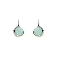 Picture Rhodium-plated silver earrings Dama, double amazonite and rock crystal
