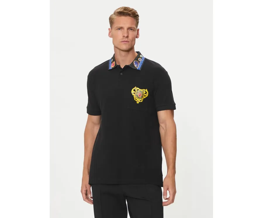obrazek 1 Versace Jeans Couture Polo 76GAGT11 Czarny Regular Fit