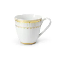 Zdjęcie Biały kubek z porcelany zdobiony oryginalnym złotym ornamentem – wariant 3 – Leander