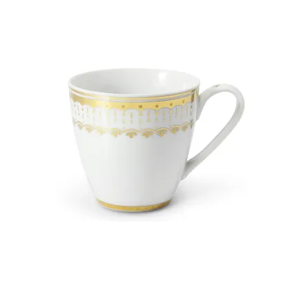 Zdjęcie Biały kubek z porcelany zdobiony oryginalnym złotym ornamentem – wariant 3 – Leander