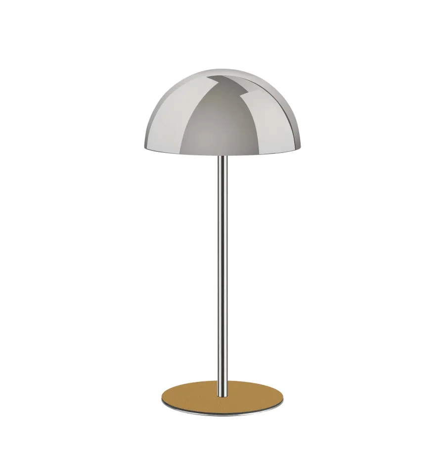 obrazek 1 Ekskluzywny chromowany wieszak na kapelusz z podstawą w kolorze musztardowym