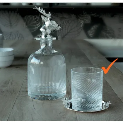 Zdjęcie Komplet 6 srebrzonych mosiężnych talerzyków wraz z 6 szklankami