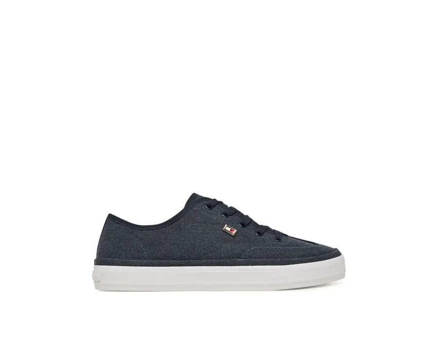 obrazek 1 Tommy Hilfiger Sneakersy Washed Canvas Vulc Sneaker FW0FW08894 Granatowy
