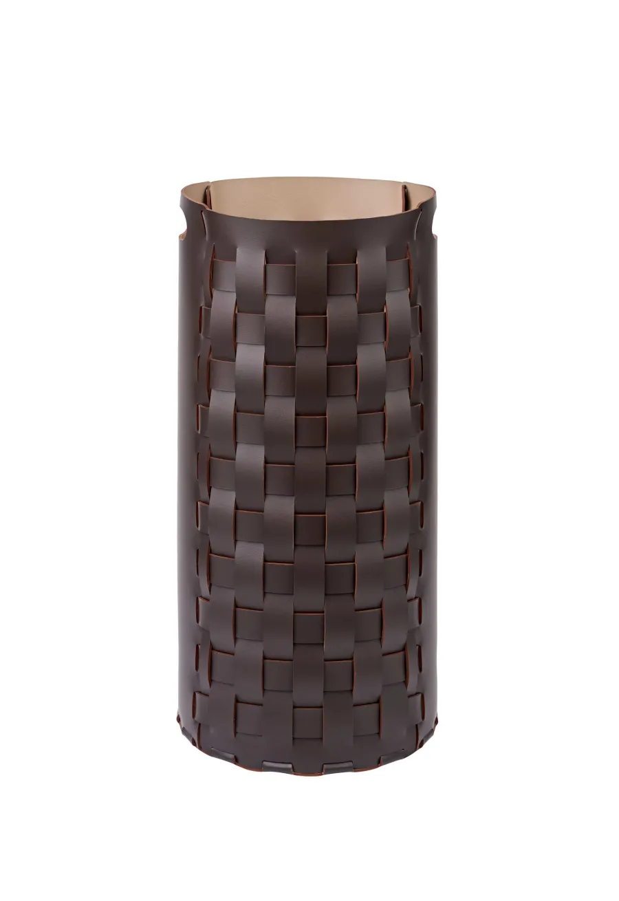 obrazek 1 Skórzany kosz Bottega Ø33xH68 cm w kolorze czekoladowym