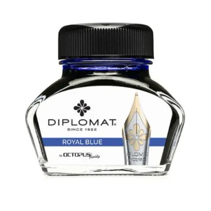 Picture Diplomat fountain pen ink in an inkwell - royal blue, 30 ml