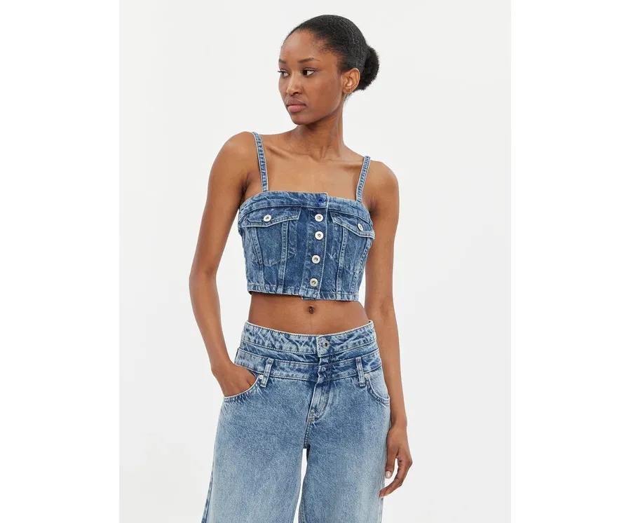obrazek 1 Karl Lagerfeld Jeans Top 241J1600 Niebieski Slim Fit