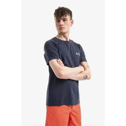 Zdjęcie A.P.C. t-shirt bawełniany Mike kolor granatowy z nadrukiem COETL.H26053-DARKNAVY