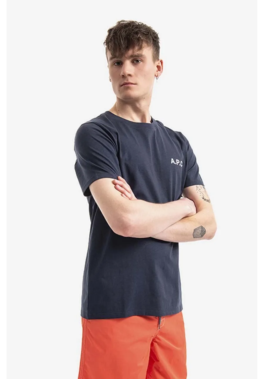 obrazek 1 A.P.C. t-shirt bawełniany Mike kolor granatowy z nadrukiem COETL.H26053-DARKNAVY