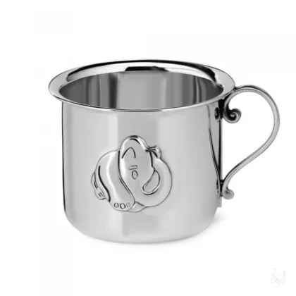 Picture Silver mug decorated with an elephant motif for a child - Zaramella Argenti