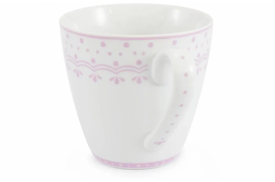 obrazek 3 Czeski kubek z porcelany z różowym zdobieniem z kolekcji HyggeLine – wariant 1 - Leander
