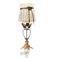 Picture Smoked Florentine crystal and cast brass table lamp decorated with black and gold Murano glass flowers – Il Paralume Marina