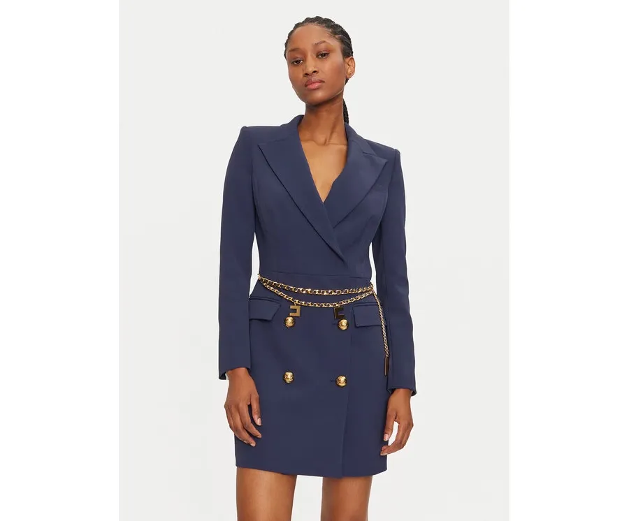 obrazek 1 Elisabetta Franchi Sukienka koktajlowa AB-657-46E3-V650 Granatowy Regular Fit