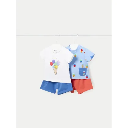 Zdjęcie Mayoral Komplet 2 t-shirtów i spodenek 1627 Kolorowy Regular Fit