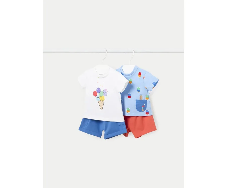 obrazek 1 Mayoral Komplet 2 t-shirtów i spodenek 1627 Kolorowy Regular Fit