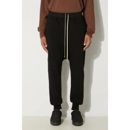 Zdjęcie Rick Owens spodnie dresowe bawełniane Prisoner Drawstring kolor czarny gładkie DU02D2395.RIG