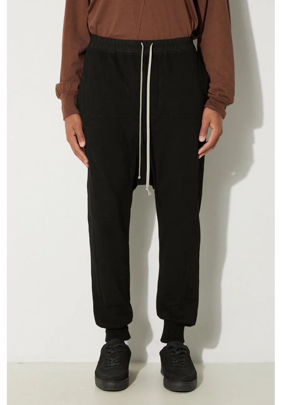 obrazek 1 Rick Owens spodnie dresowe bawełniane Prisoner Drawstring kolor czarny gładkie DU02D2395.RIG