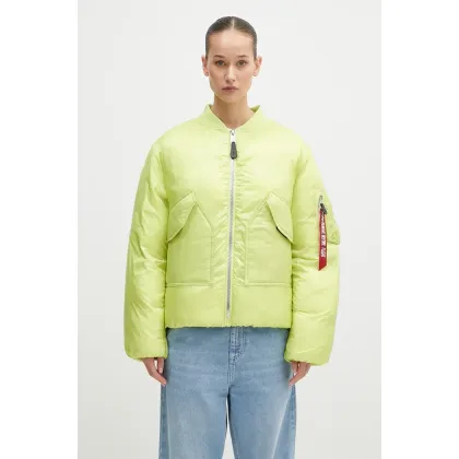 Zdjęcie Alpha Industries kurtka damska kolor zielony zimowa oversize 148004