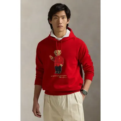 Zdjęcie Polo Ralph Lauren bluza bawełniana męska kolor czerwony z kapturem z nadrukiem 710962139