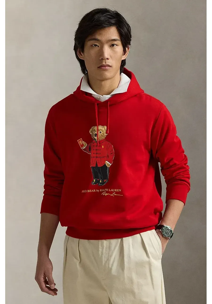 obrazek 1 Polo Ralph Lauren bluza bawełniana męska kolor czerwony z kapturem z nadrukiem 710962139