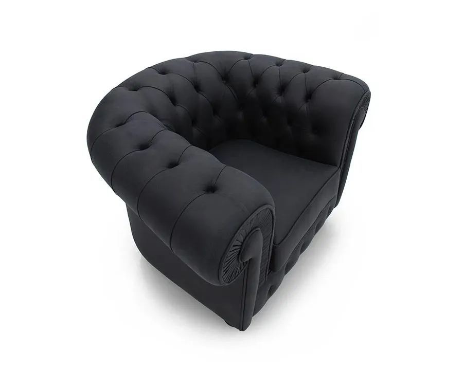 obrazek 1 Grafitowy elegancki fotel w stylu Chesterfield - Sevensedie